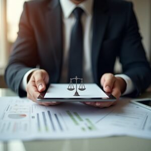 Business man achieving the legal compliances